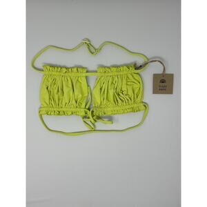Free People x Toast Swim NEW Ruffle Bandeau Bikini Top Daiquiri size Small